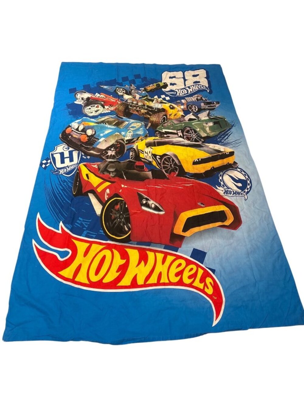 Hot Wheels Duvet Cover Twin Size Colorful '68 Race Car Graphics Reversible